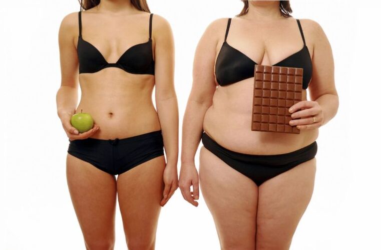 bir ayda kilo verdikten sonra şişman ve zayıf kadın